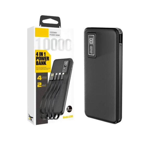 ASPOR A300 POWER BANK ORIGINAL 10000mAh LI-POLYMER BATTERY 4 IN1 POWER BANK BLACK - Image 3